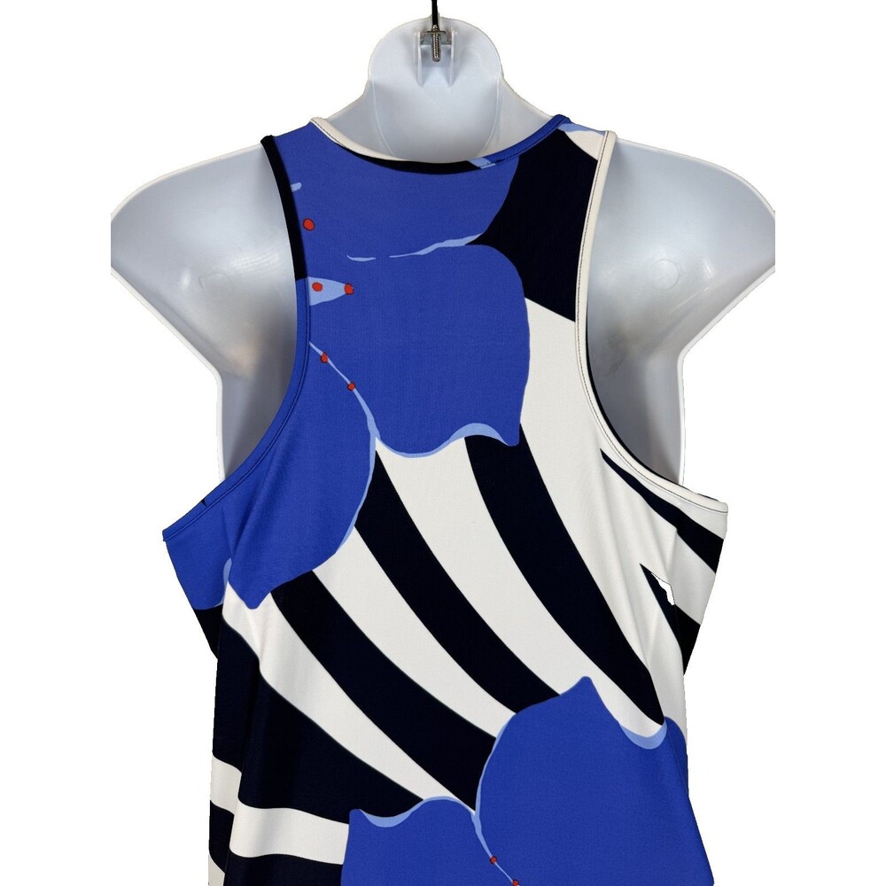 Jude Connally Dress Small Jude Cloth Racerback Zebra Floral Midi Front Slit Blue - Picture 8 of 9